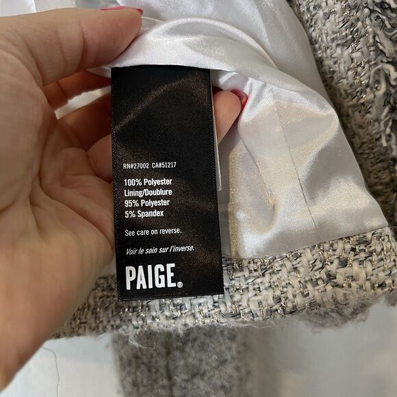 Paige Selyna Open Blazer Ivory Silver Tweed XL 220 - Picture 6 of 9